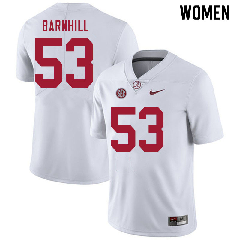 Women #53 Matthew Barnhill Alabama White Tide College Football Jerseys Sale-White